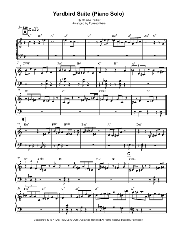 Yardbird Suite (Piano Solo) (arr. Tunescribers)