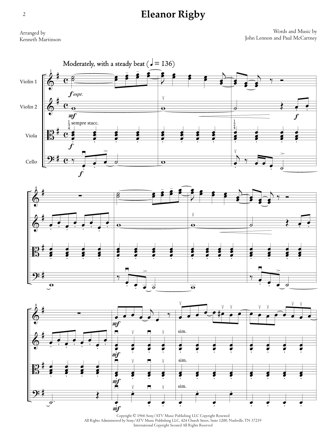 Eleanor Rigby (arr. Kenneth Martinson)