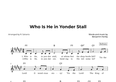 Who Is He in Yonder Stall (Key of F-Sharp Major) (arr. R. Salvario)