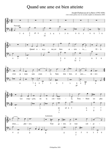 Quand une ame est bien atteinte (arr. Early Music Scores)