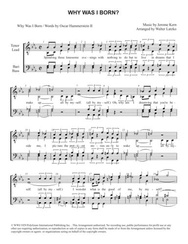 Why Was I Born? (arr. Walter Latzko)
