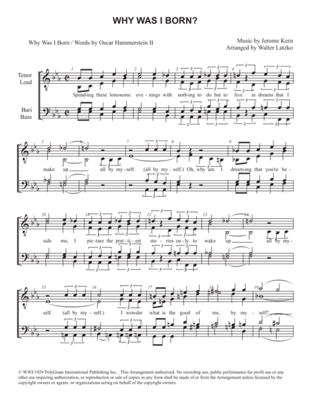 Why Was I Born? (arr. Walter Latzko)