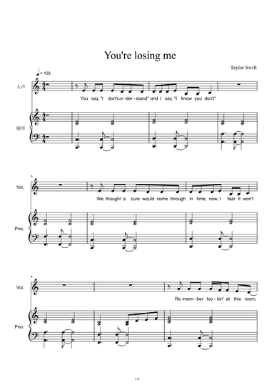 You're Losing Me (arr. Taylor Swift)