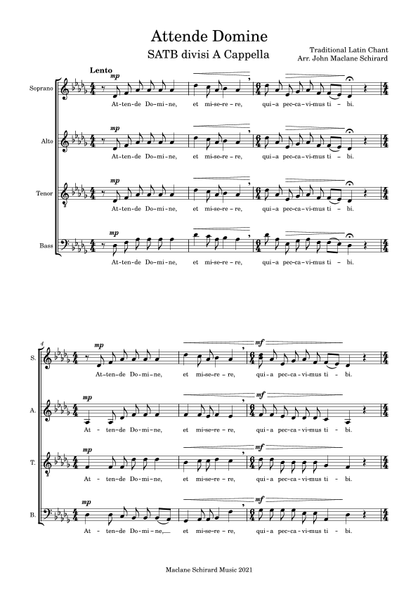 Attende Domine (arr. John Maclane Schirard)
