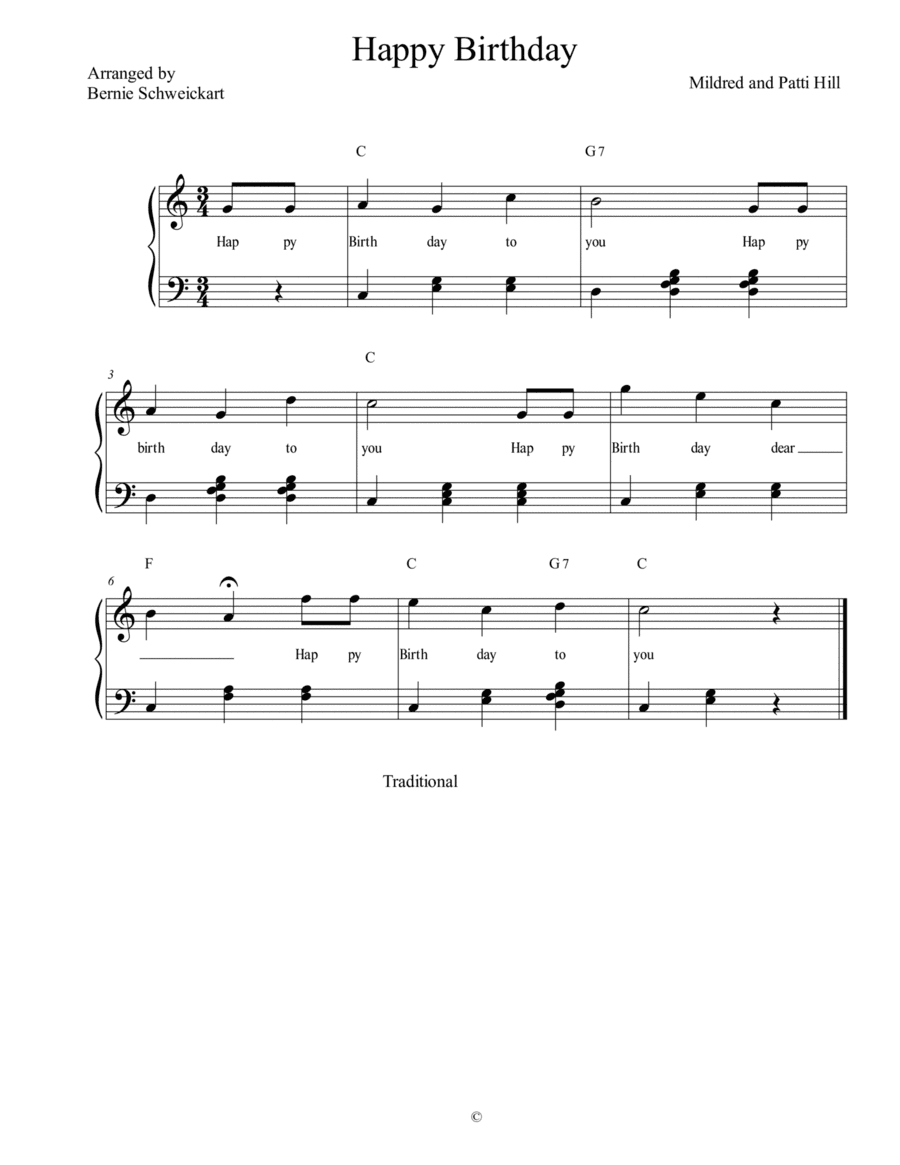 Happy Birthday (arr. Bernie Schweickart)