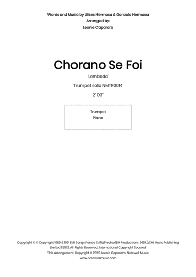 Chorando Se Foi (lambada) (arr. Leonie Capararo)