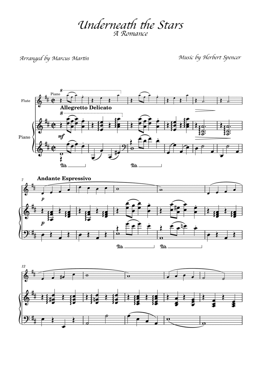 Underneath the Stars for Flute and Piano (arr. Marcus Martin)