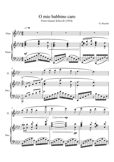 Giacomo Puccini - O mio babbino caro (Flute Solo) (arr. André Laitano)