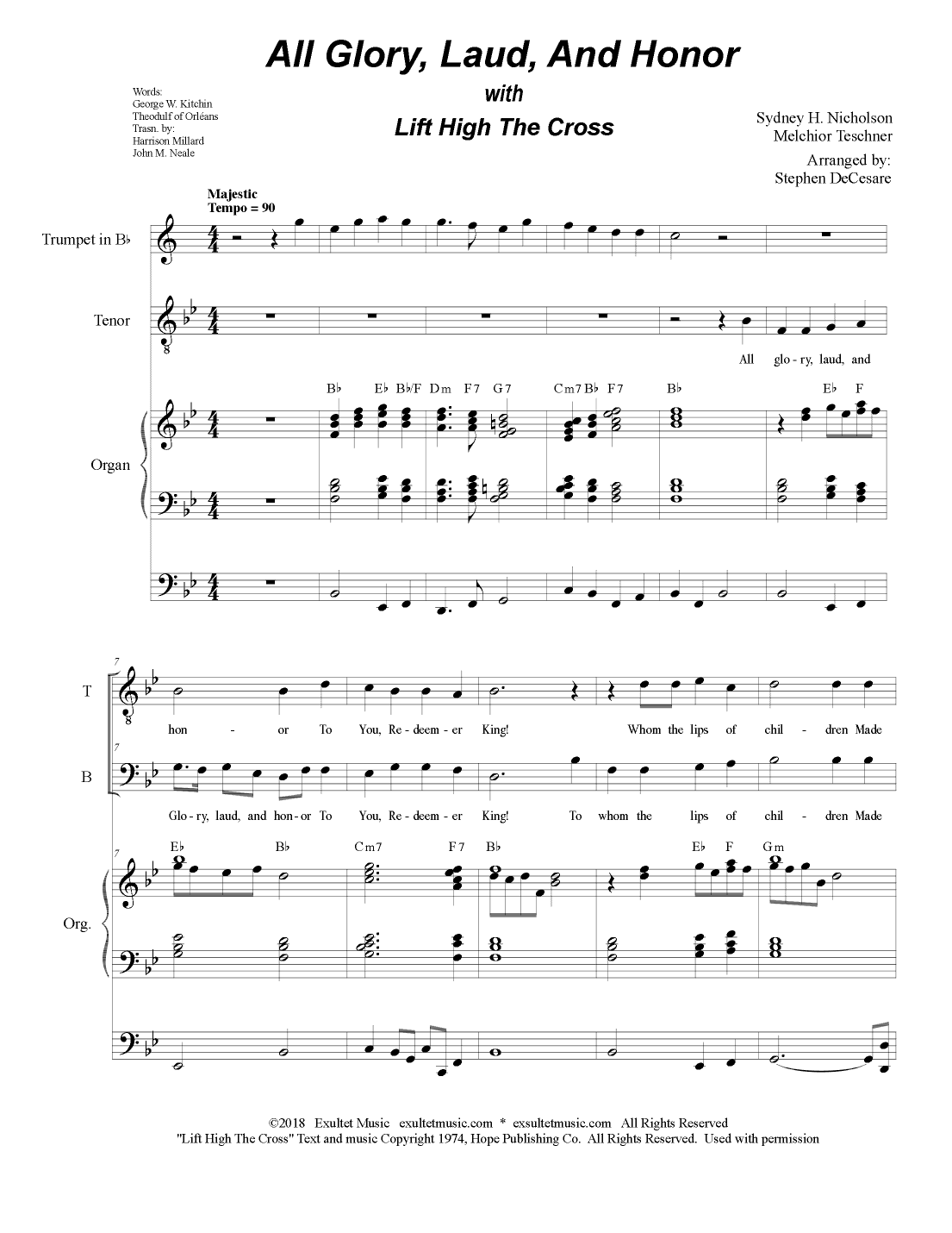 All Glory, Laud, And Honor (with "Lift High The Cross") (for 2-part choir - (TB) (arr. Stephen DeCesare)