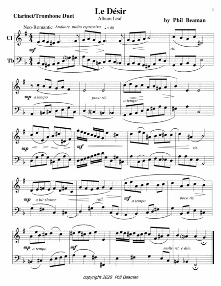Le Désir-clarinet-trombone duet