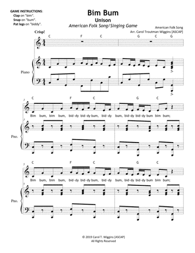 Bim Bum (An American Folk Song/Game) (arr. Carol Troutman Wiggins [ASCAP])