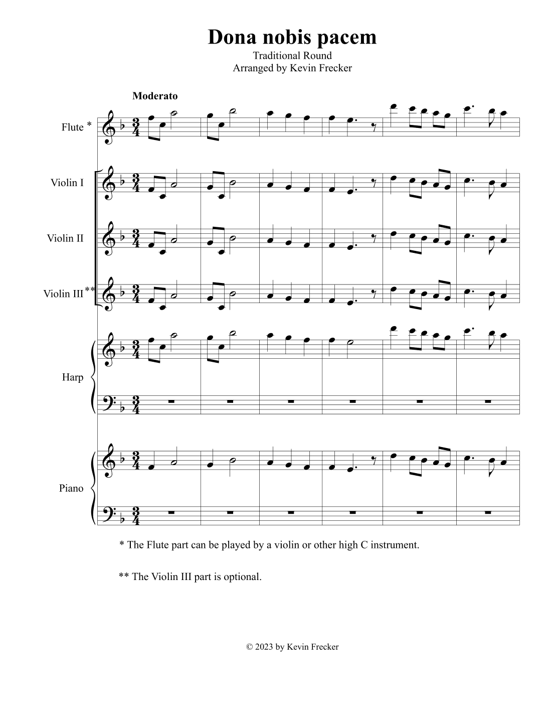 Dona Nobis Pacem - small ensemble (arr. Kevin Frecker)