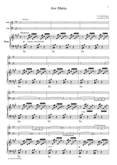 Bach - Gounod Ave Maria, for piano trio, PB007 (arr. FCMUSIC)