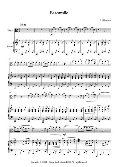 Barcarolle - Jacques Offenbach (Viola + Piano) (arr. Digital Book Music)