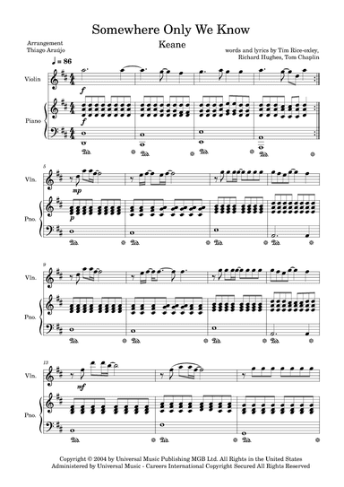Somewhere Only We Know (arr. Thiago Araujo)