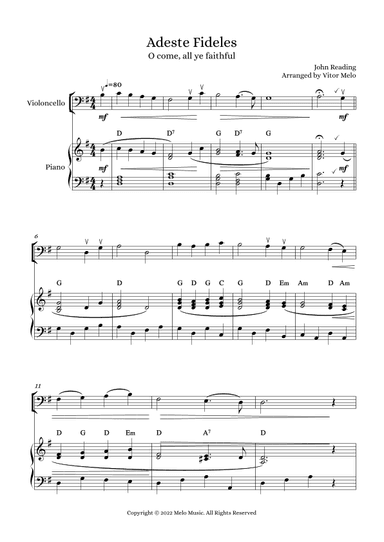 Adeste Fideles (O Come, All Ye Faithful) - cello and piano (arr. Vitor Melo)