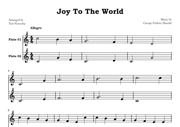 Joy To The World - For Flute Duet (arr. Yuri Noronha)