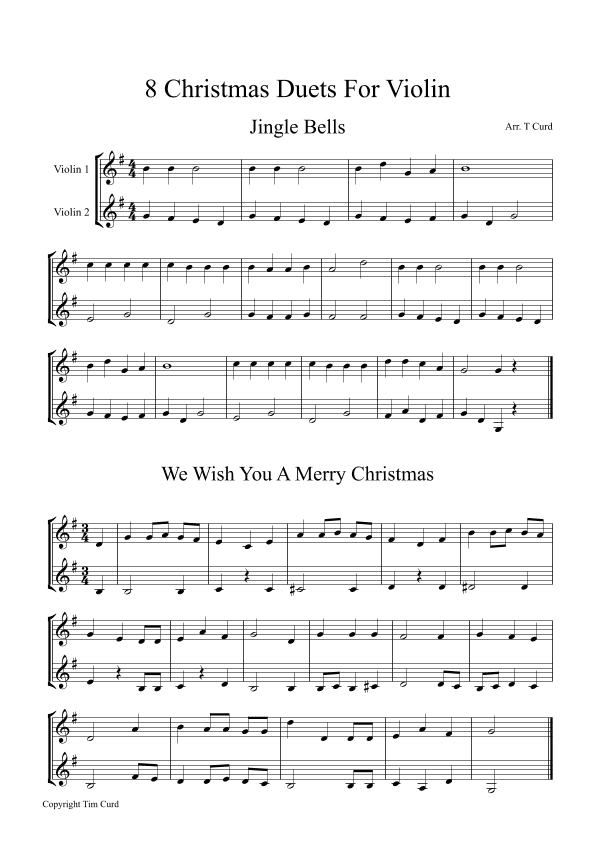 8 Christmas Duets For Violin (arr. Tim Curd)