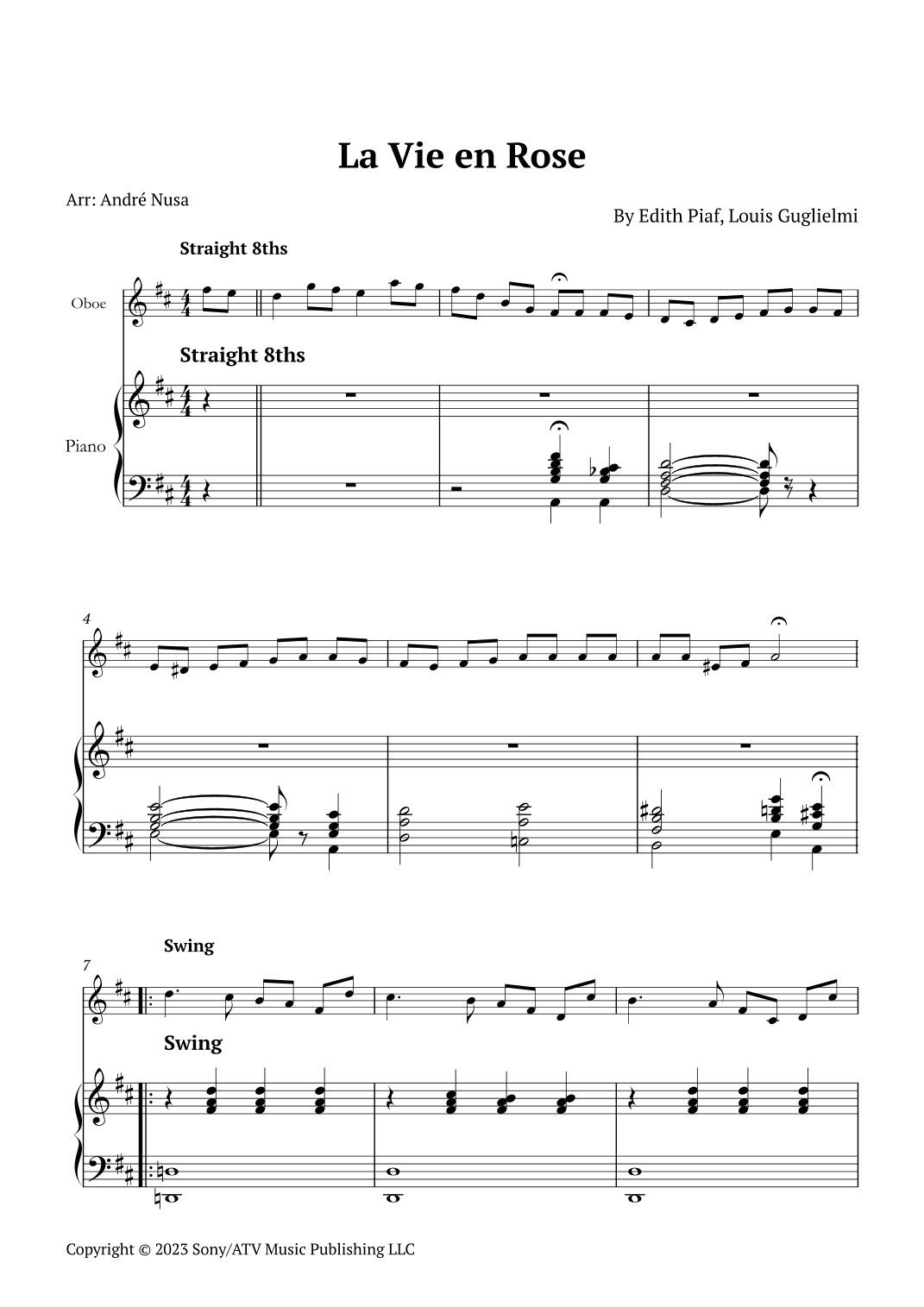 La Vie En Rose (arr. André Nusa)