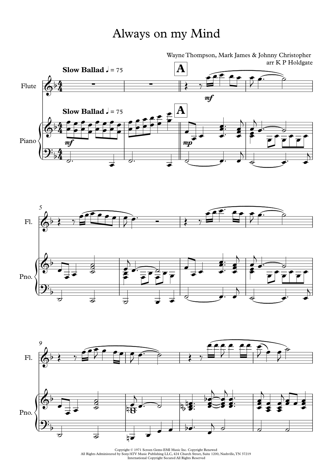 Always On My Mind (arr. Kevin P Holdgate)