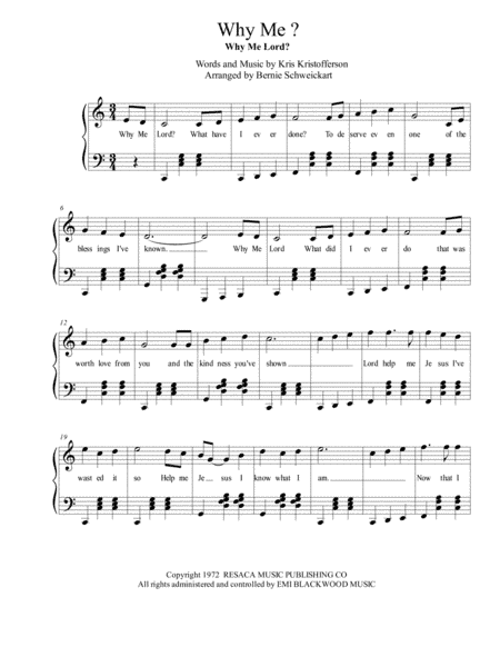 Why Me? (why Me, Lord?) (arr. Bernie Schweickart)