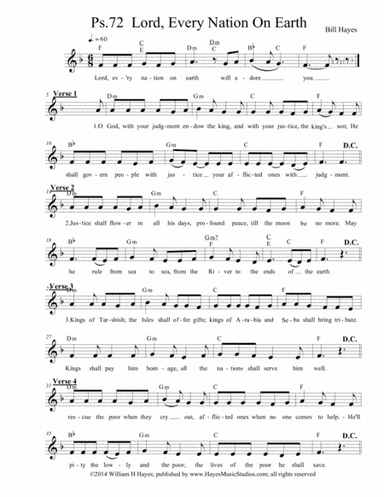 Psalm 72:  Lord, Every Nation On Earth (leadsheet)