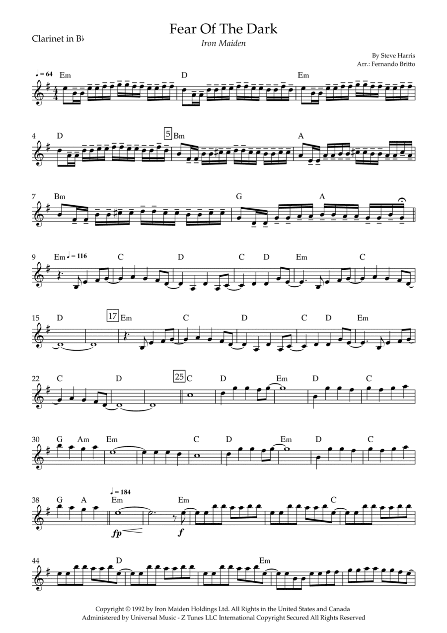 Fear Of The Dark (arr. Fernando Britto)