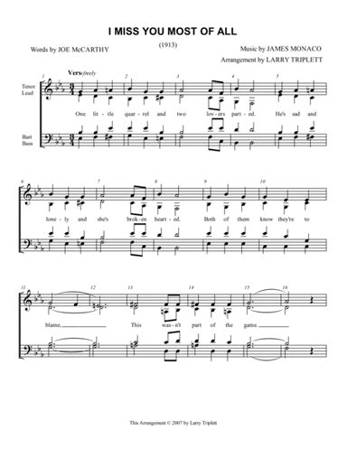 I Miss You Most of All (arr. Larry Triplett)