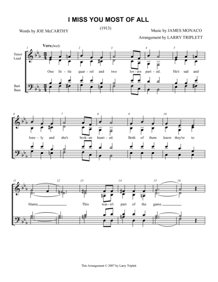 I Miss You Most of All (arr. Larry Triplett)