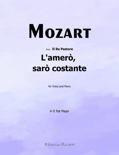 Lamero, saro costante, by Mozart, in E flat Major (arr. Editions Dao)