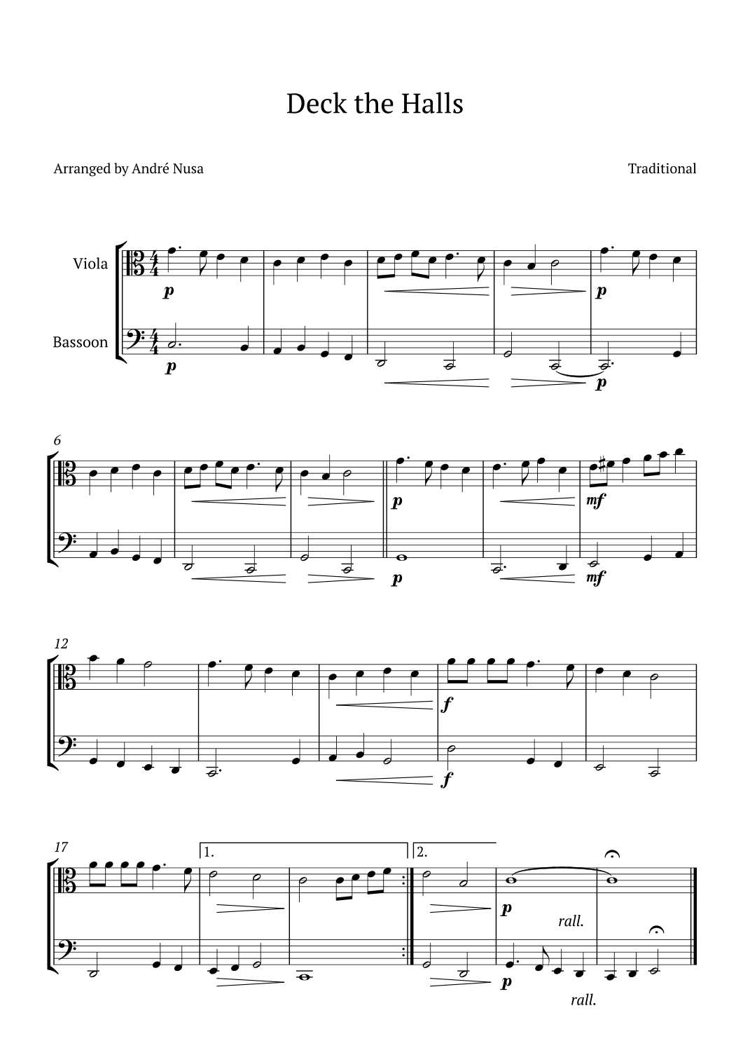 Deck the Halls (arr. André Nusa)