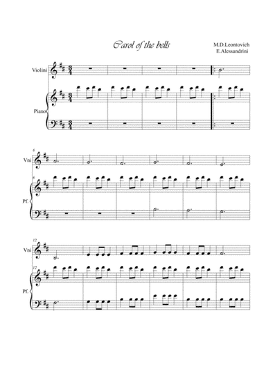 Carol of the bells. Violin and piano (arr. Ester Alessandrini)