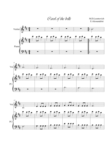 Carol of the bells. Violin and piano (arr. Ester Alessandrini)