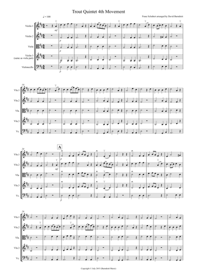 The Trout (4th Movement) for String Quartet (arr. David Burndrett)