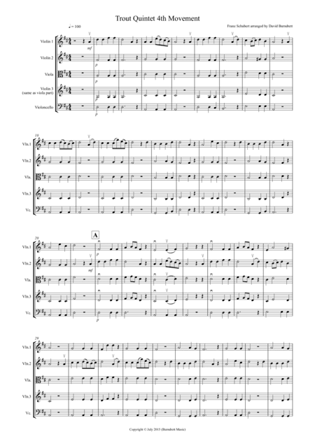 The Trout (4th Movement) for String Quartet (arr. David Burndrett)