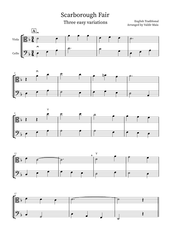 Scarborough Fair - 3 easy variations (arr. Valdir Maia)