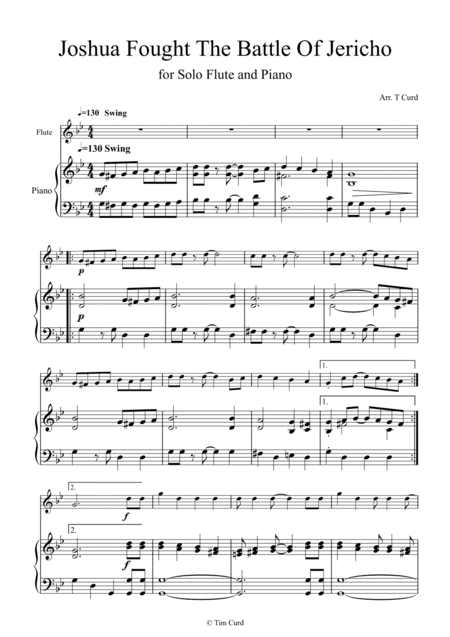 Joshua Fought the Battle of Jericho for Solo Flute and Piano (arr. Tim Curd)