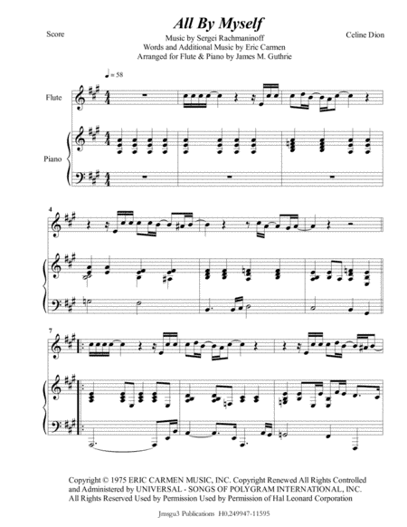 All By Myself (arr. James M. Guthrie, ASCAP)
