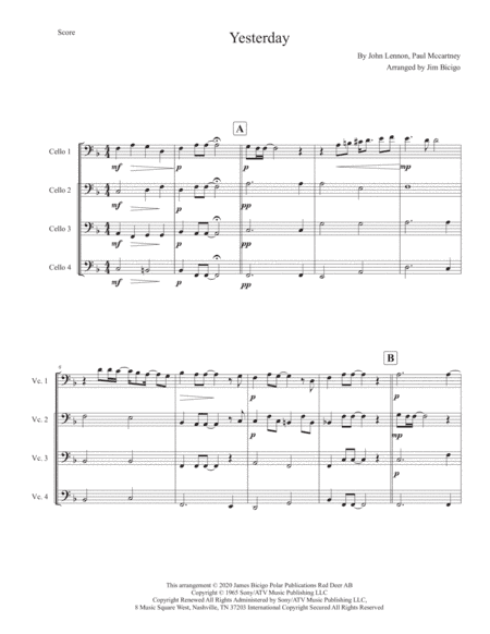 Yesterday (arr. Jim Bicigo)