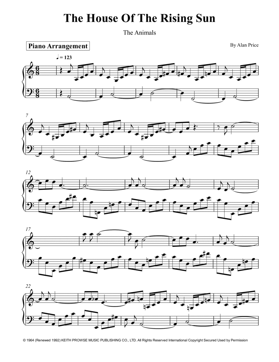 The House Of The Rising Sun (arr. Piano Go Life)