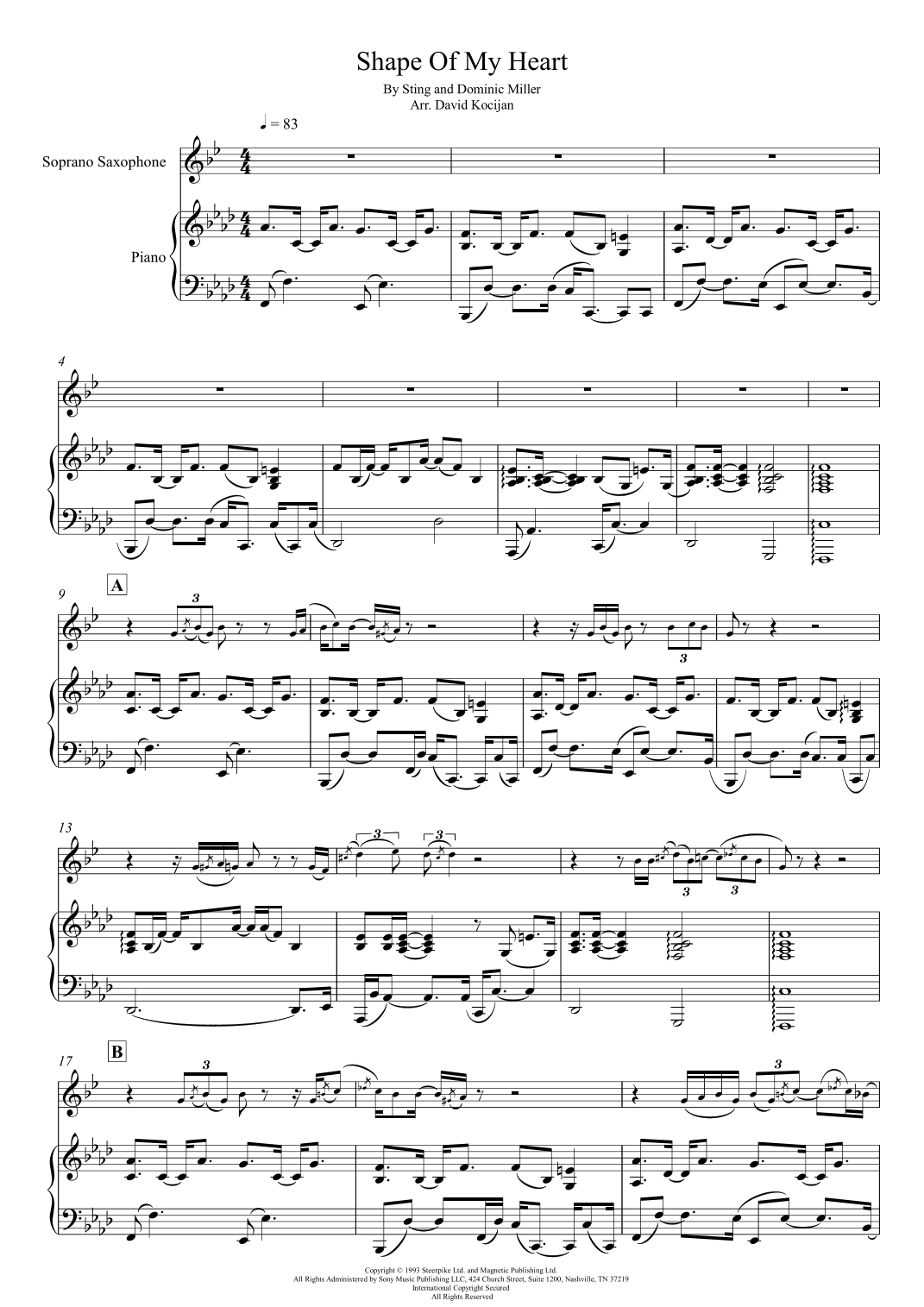 Shape Of My Heart (arr. David Kocijan)