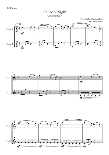 Oh Holly Night (Christmas Song) for Flute Duo (arr. Fabio Britto)