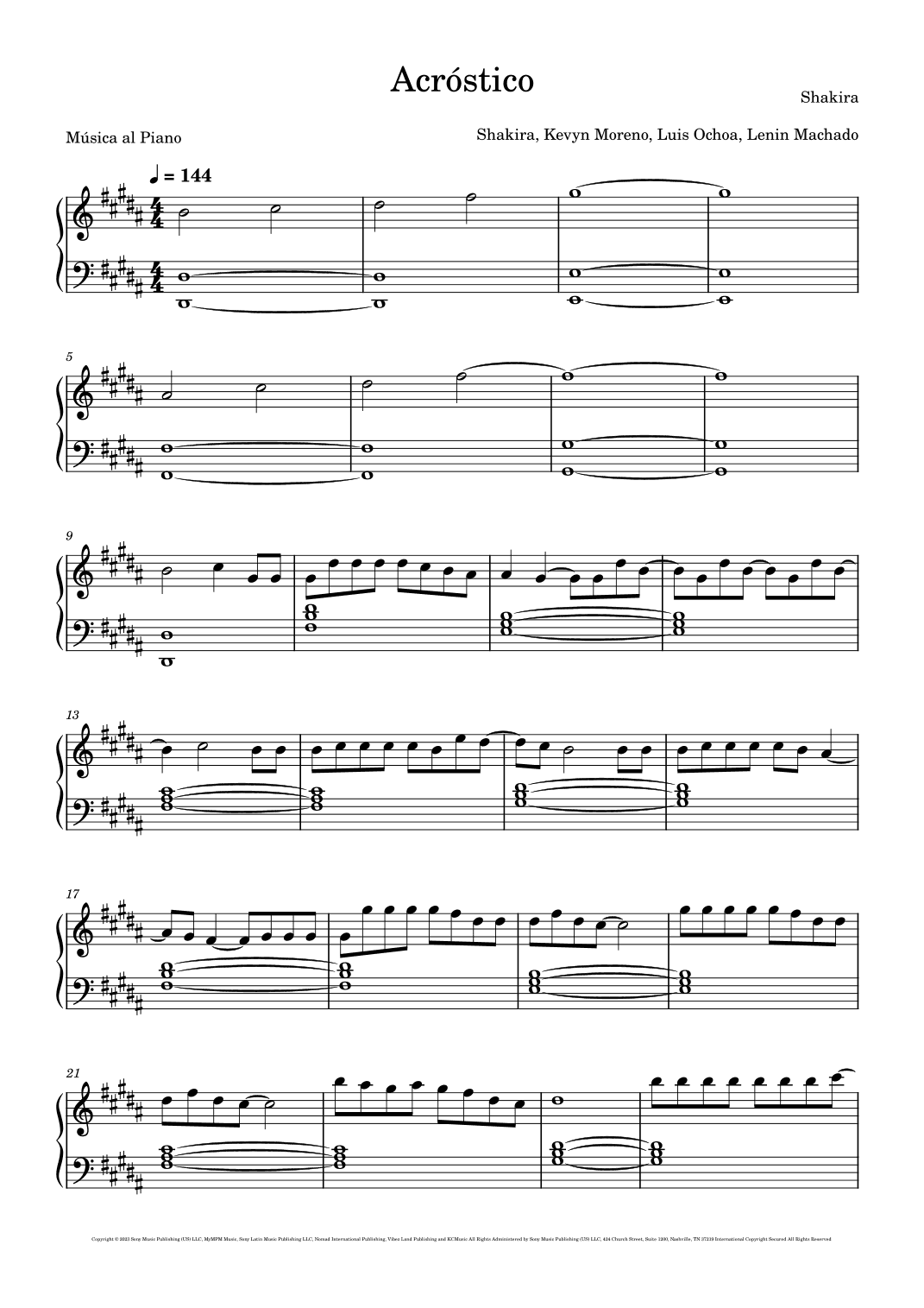Acrostico (arr. Música al Piano)