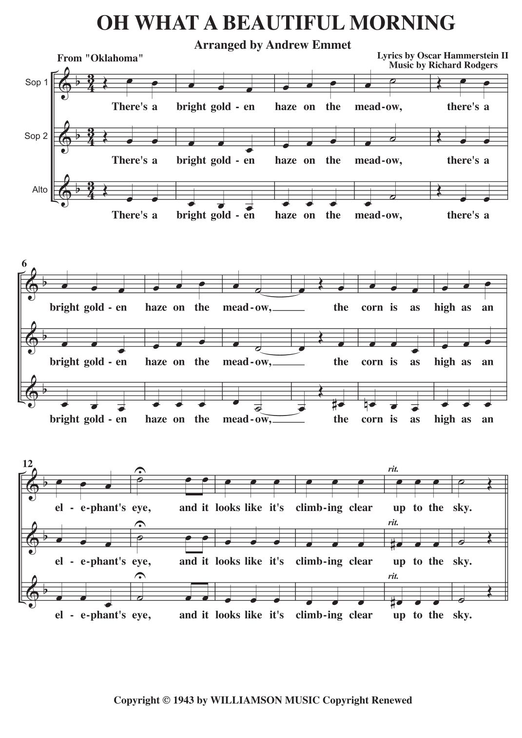 Oh, What A Beautiful Mornin' (arr. Andrew Emmet)
