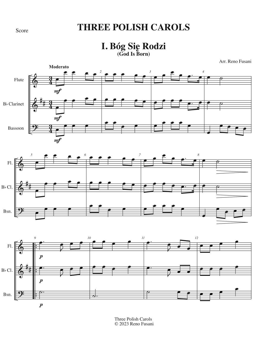 Three Polish Carols (Woodwind Version) (arr. Reno Fusani)