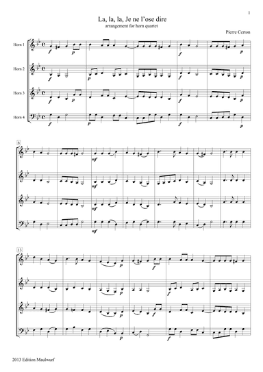 La La La Je ne l’ose dire (arr. Edition Maulwurf)