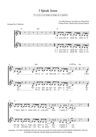 I Speak Jesus (arr. J. Daintree)
