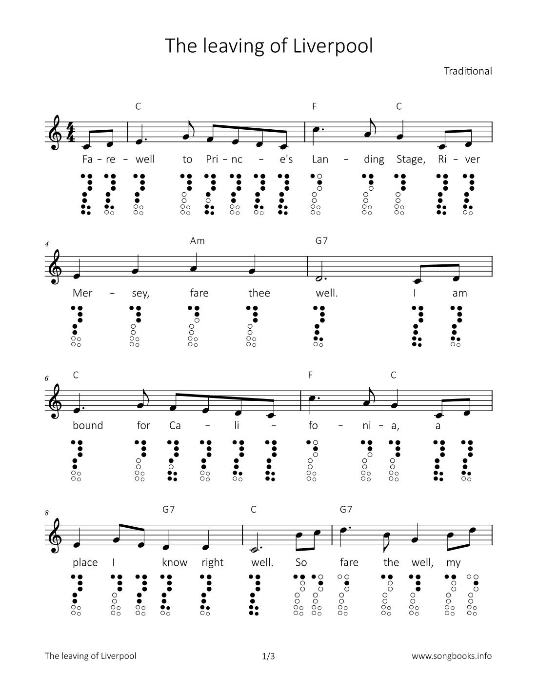 The leaving of Liverpool (arr. songbooks.info)