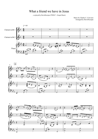 What a friend we have in Jesus - TRIO (piano & 2 clarinets) (arr. David Kocijan)