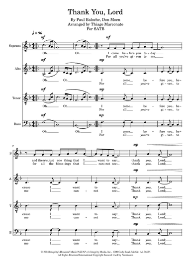 Thank You, Lord (arr. Thiago Marconato)